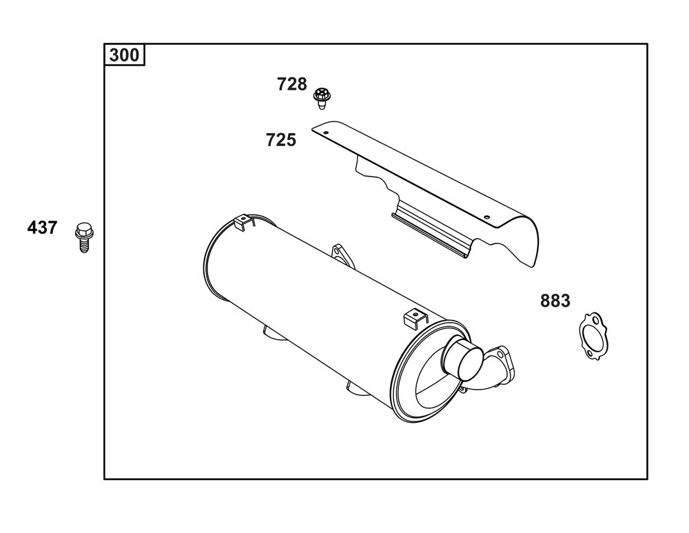 Exhaust Group Diagram and Parts List for 611477-1243-J1  Briggs and Stratton Engine